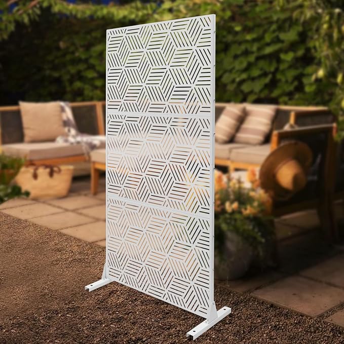 Outdoor Privacy Screens Freestanding, Rustproof Metal Decorative Fence Panels - Image 6