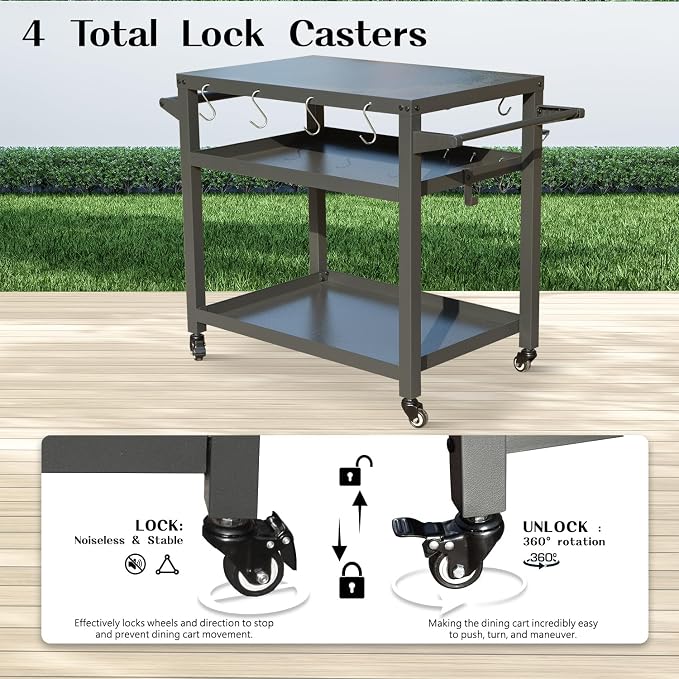 Domi 3-Tier Outdoor BBQ Grill Cart - Image 5