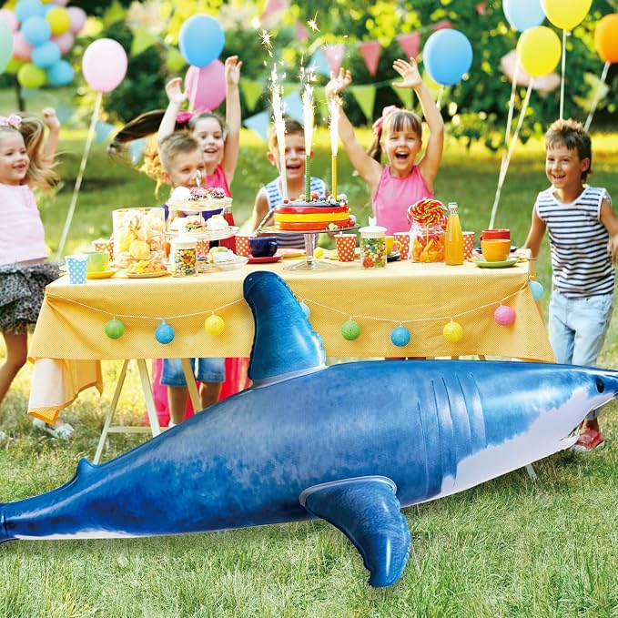 Extra Large Inflatable Shark Pool Toy, 79inch Shark Pool Birthday Party - Image 4
