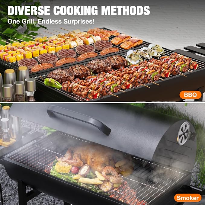 Extra Large Charcoal Barbecue Grill, 871 Sq. In. Cooking Space, Outdoor Barrel - Image 4