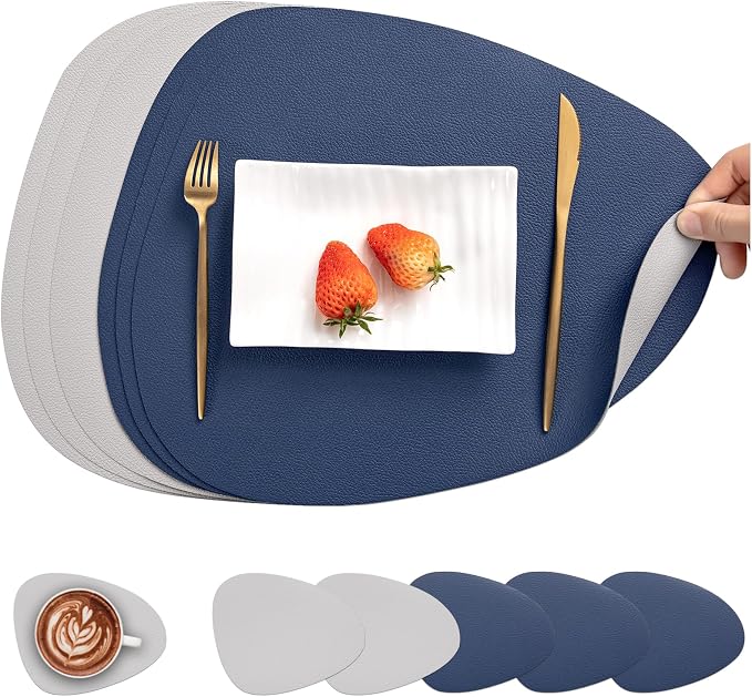Myir JUN Placemats, Dual-Sided Placemats Waterproof Faux Leather Placemats Set by MyirJUN