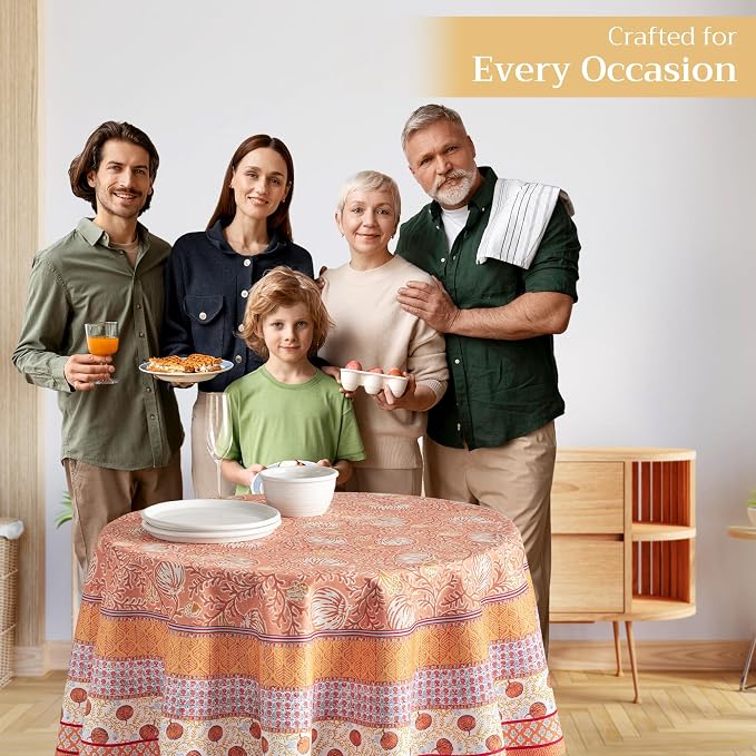 Maison d' Hermine Table Cloth Round Table 100% Cotton 63 Inches Fall Tablecloth - Image 5