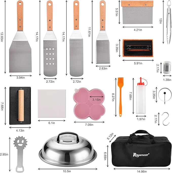 Barbecue Tool Set, 132-Piece Stainless Steel Griddle Kit with Carrying Bag