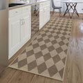 Easy Jute Checkered Runner Rug, 2.6x8 Brown Modern Washable Rugs Runner by Rugalia