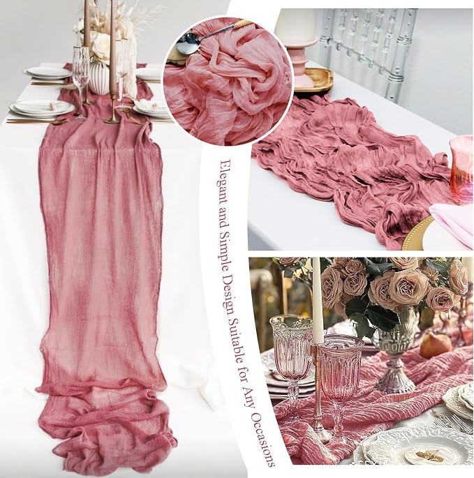 8 Packs Cheesecloth Table Runner 10FT Long Boho Gauze Fabric Table Runner - Image 7