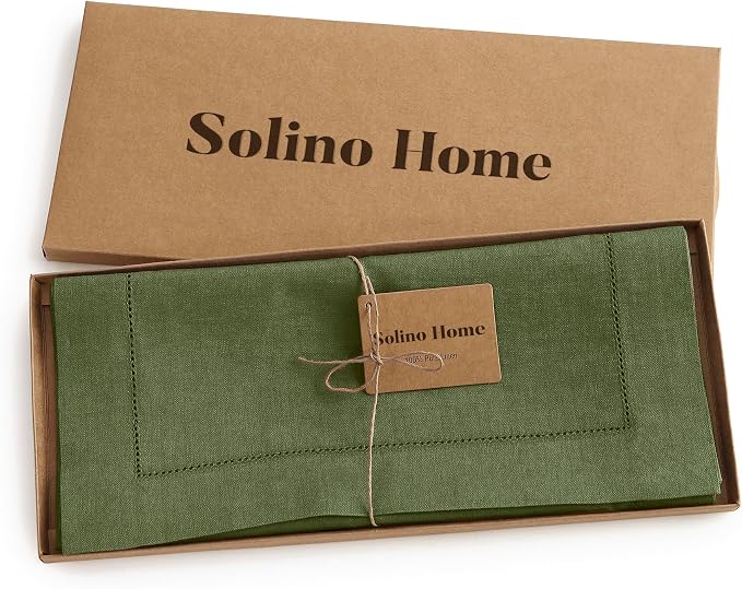 Solino Home Linen Olive Table Runner 120 Inches Long - Image 5