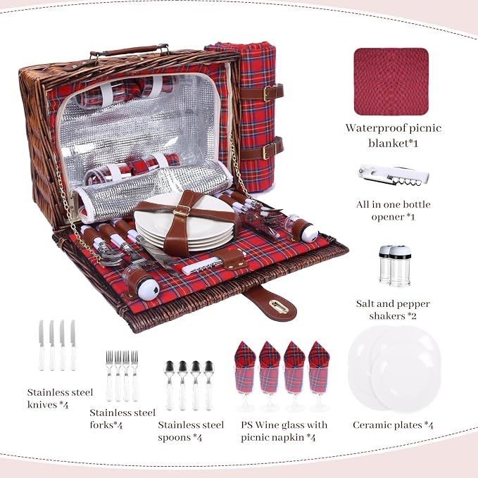 Neti Neti Wicker Picnic Basket for 4 - Image 7
