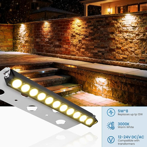 12W Retaining Wall Lights LED Hardscape Lighting Low Voltage Step Lights Warm - Image 2