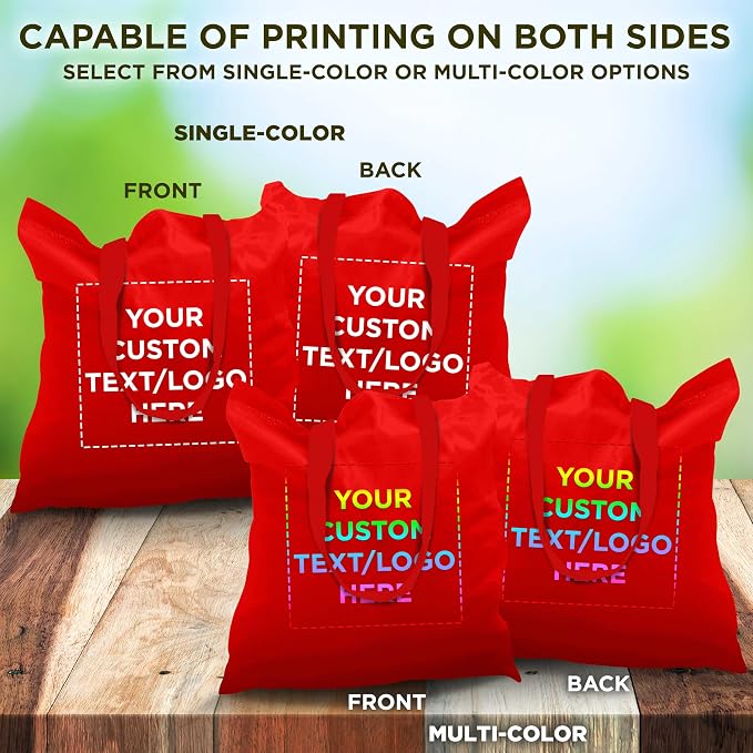 DISCOUNT PROMOS Custom Cotton Canvas Tote Bags Set of 100, Personalized Bulk - Image 6