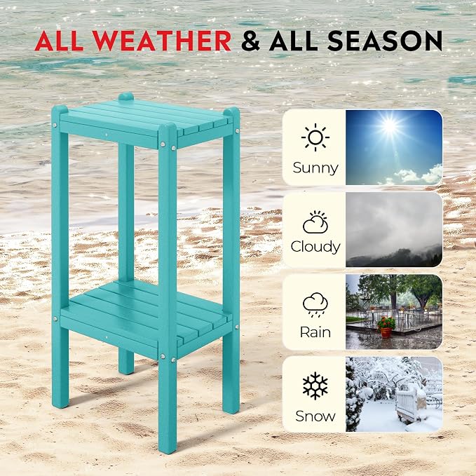 Costaelm Outdoor Side Table, 2-Tier Small Patio Coffee Tables - Image 6
