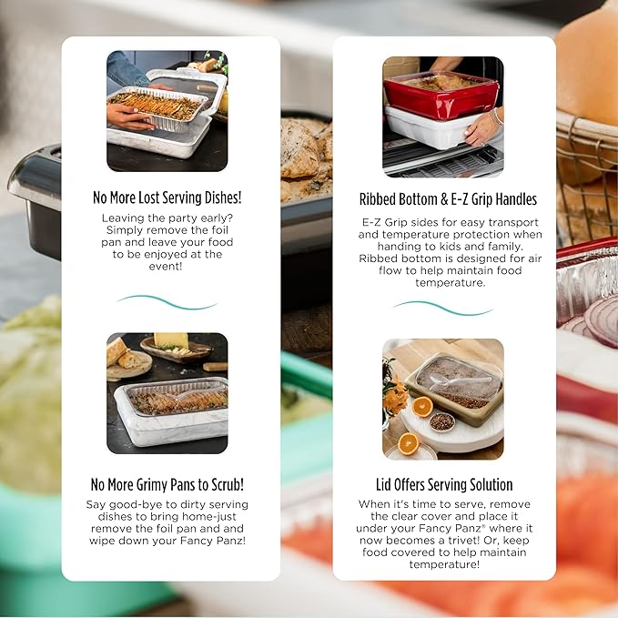 Fancy Panz - Marble 9x13x2" Aluminum Foil Pan Carrier - Elevated Food Serving - Image 5