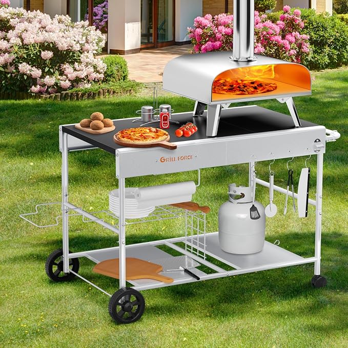 Outdoor Pizza Oven Table for Ninja Woodfire, Portable Grill Cart & Food Prep - Image 2