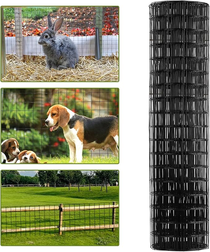Wire Fence, 36 in x 50 ft PVC Coated Welded Wire Fence, 16GA Garden Border by PULNDA