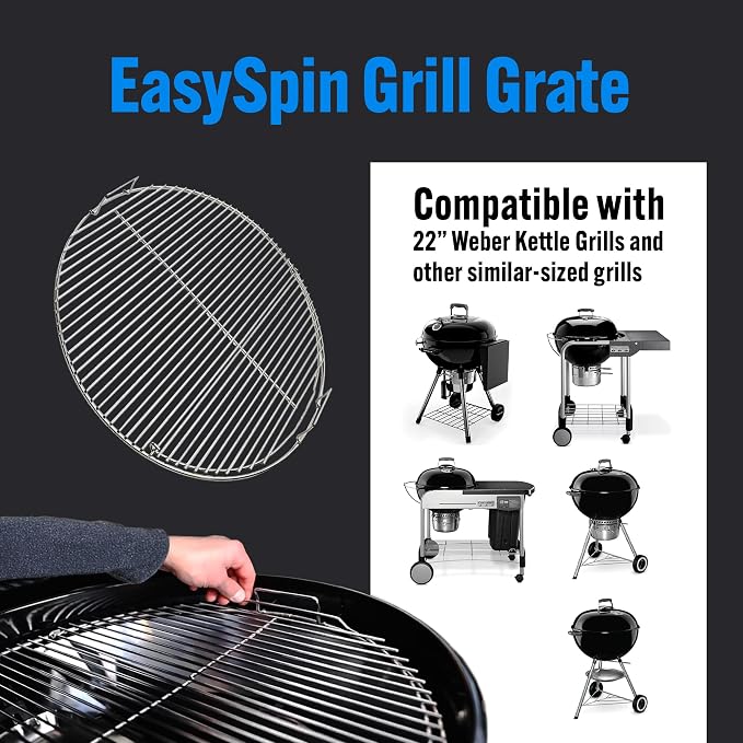 SnS Grills EasySpin Charcoal Grill Cooking Grate, 304 Stainless Steel, Large - Image 2