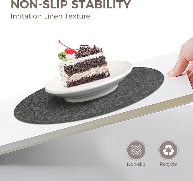 13"Round Placemats Set of 8, Reversible Faux Leather Heat Resistant Table Mats - Image 4
