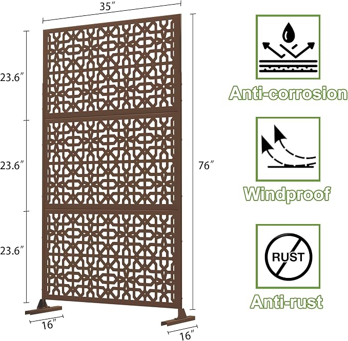 Elevens Outdoor Decor Privacy Fence Screen Metal Fence Panels, Decorative - Image 3