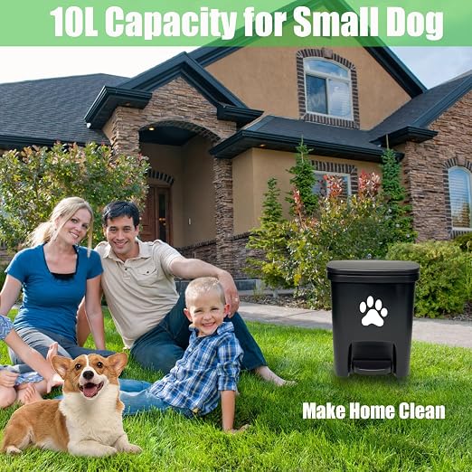 Dog Poop Trash Can Outside, Dog Waste Trash Can - 10L Black - Image 3