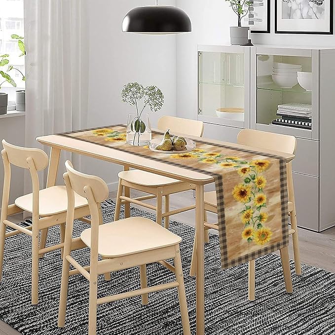 Yellow Sunflower Table Runner, Spring Sunflower Seasonal Country Fall Retro - Image 2