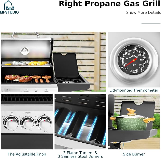 MFSTUDIO 3 In 1 Gas and Charcoal Grill Combo - Image 9