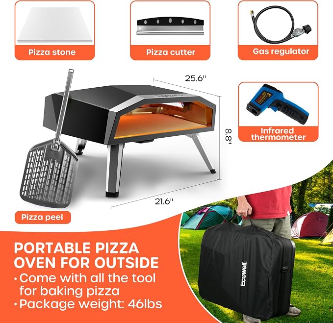 16" Outdoor Gas Pizza Oven, 80-Second Countertop Pizza Maker | - Image 2