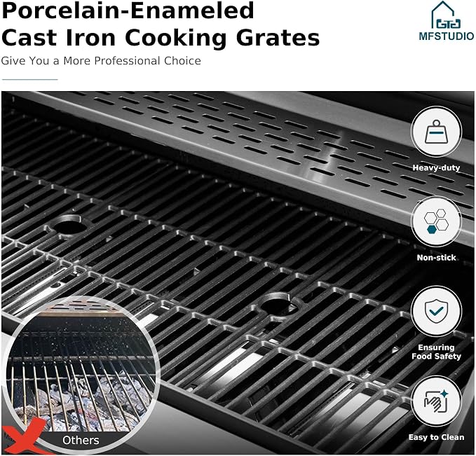 MFSTUDIO 6-Burner Propane Gas Grill, Stainless Steel BBQ Grill - Image 3