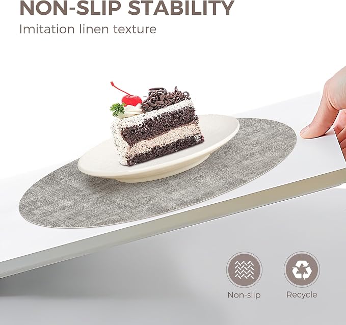 13" Round Placemats Set of 6, NCUE Dual-Sided Faux Leather Heat Resistant Table - Image 3