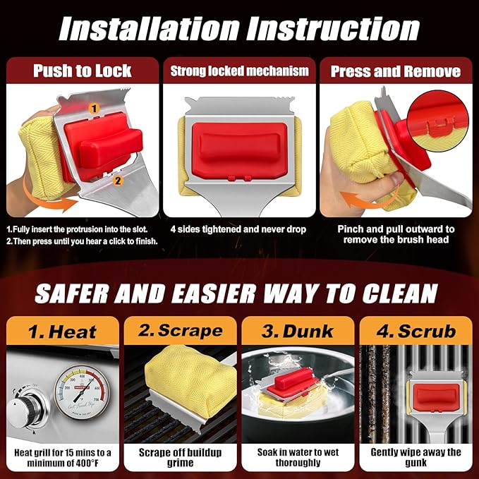 Grill Brush Bristle Free with 2 Cleaning Brush Heads, Cleaning with Steam - Image 3