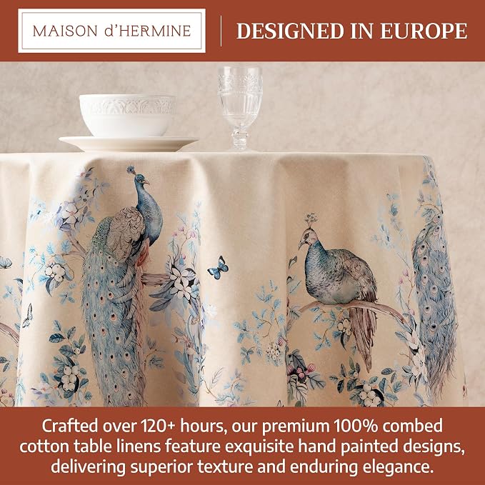 Maison d' Hermine Premium Table Cloth Round Table 100% Combed Cotton 70" - Image 3