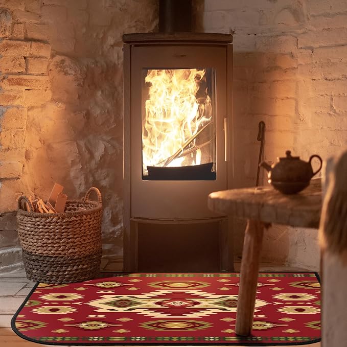 Demissle Cabin Fireplace Hearth Rug Fireplace Mats Cabin Southwestern Fireproof - Image 2
