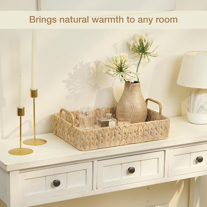 Set of 2 Rectangular Wicker Trays - Image 3