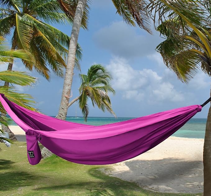 Hammock, Extra Large Double Camping Hammock in Fuchsia and Pink
