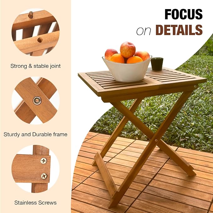 Folding Wooden Side Table – Premium Portable Foldable Table - Image 6
