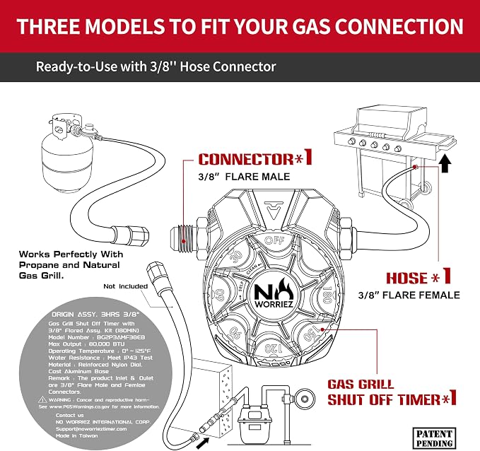 NO WORRIEZ 3 Hour Bypass Safety Auto Shut-Off Gas Timer - Image 5