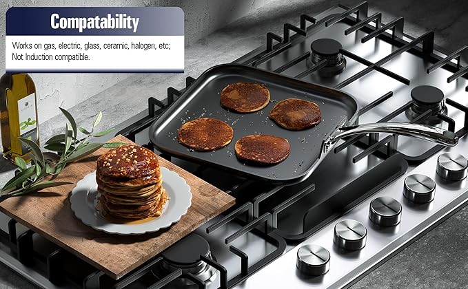 Griddle Pan, Hard Anodized Nonstick, 18.9 x 11-Inch Black