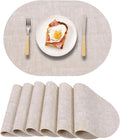Table Placemats Set of 6 Oval, Non Slip Heat Resistant Wipeable Kitchen by Unknown