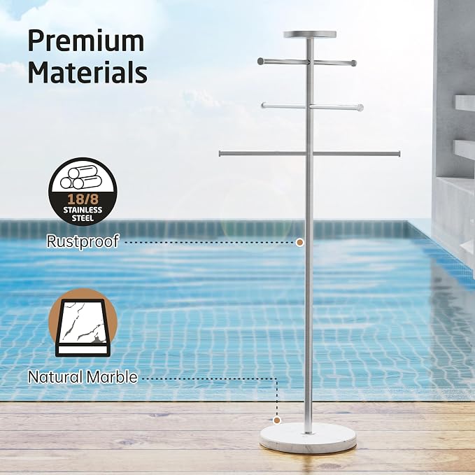 Natural Marble Outdoor Towel Rack - Image 2