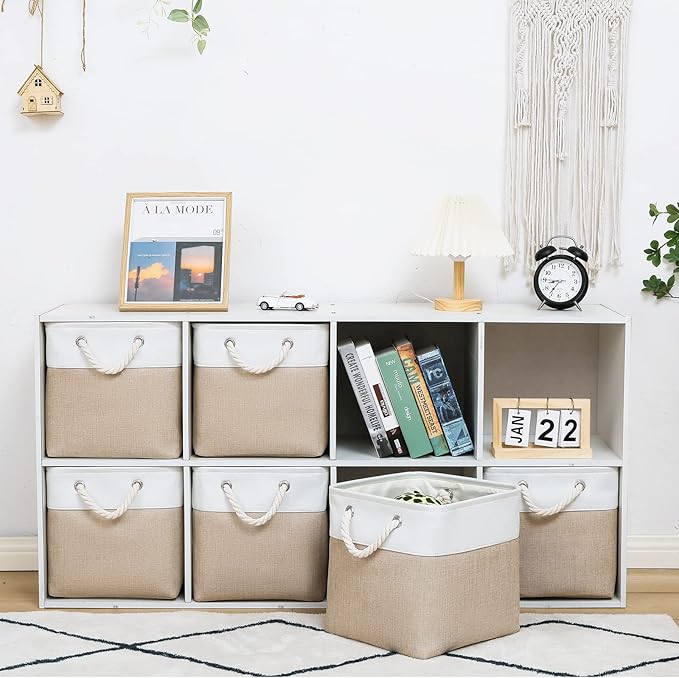 11 x 11 Inch Cube Storage Bins, 6 Pack Large Collapsible Fabric Storage Bin - Image 2