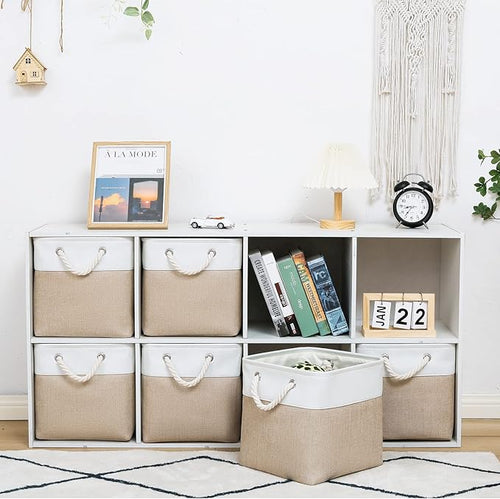 11 x 11 Inch Cube Storage Bins, 6 Pack Large Collapsible Fabric Storage Bin - Image 2