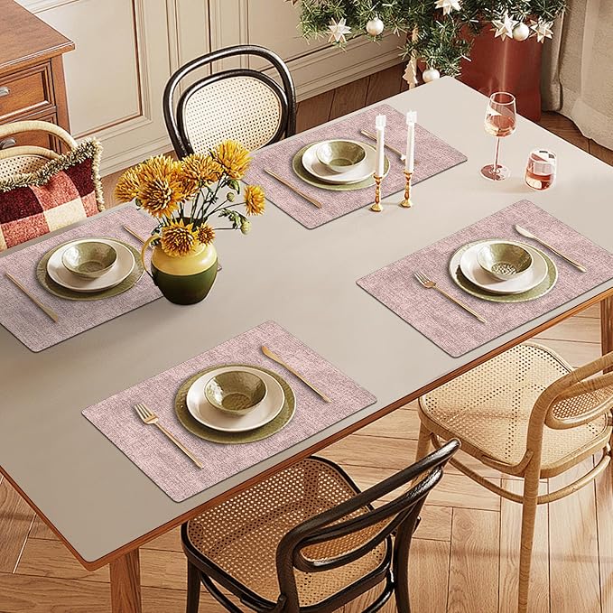Faux Leather Heat Resistant Placemats Set of 8 – Waterproof Oilproof Wipeable - Image 6