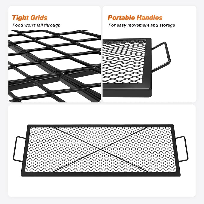 onlyfire Rectangle X-Marks Fire Pit Cooking Grate, Campfire Grill Grate - Image 4