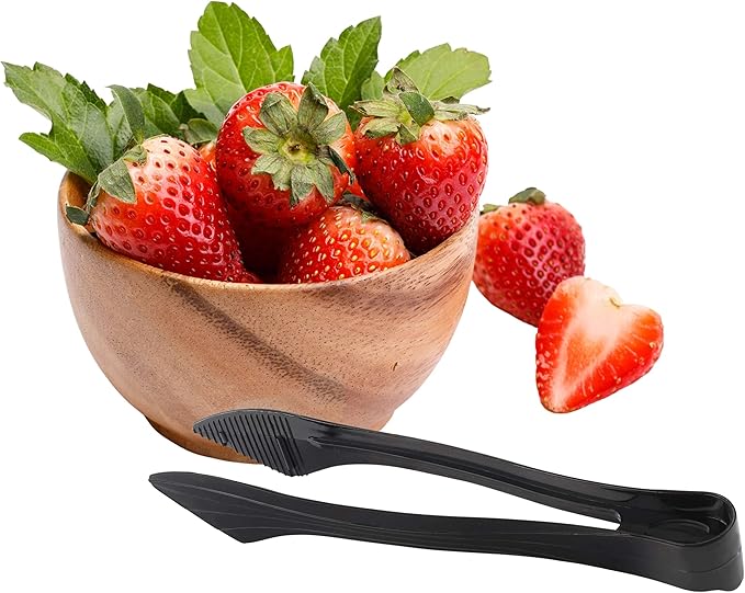 Serving Tongs, 8.5-Inch Plastic, Jet Black, Wide Head
