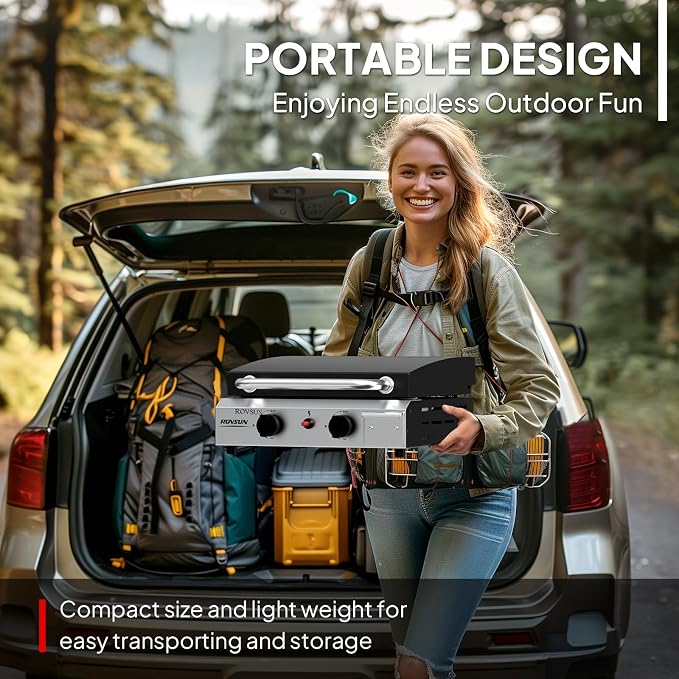 ROVSUN 2 Burner Portable Propane Griddle - Image 4