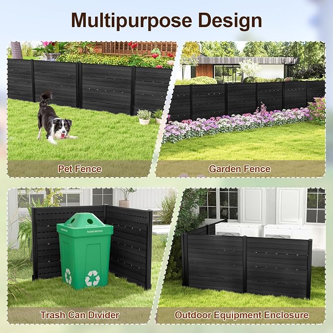 Giantex 4 Panels Outdoor Privacy Screen, HDPE Decorative Trash Can Enclosure - Image 3