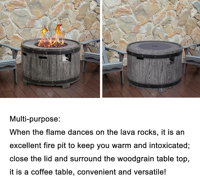 Afterglow Outdoor 36" Round TerraFdab Propane Fire Pit Table - Image 6