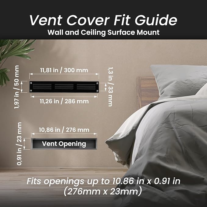 Repa Market 2-Pack Black Air Vent Cover 12" x 2" Inch - Image 2