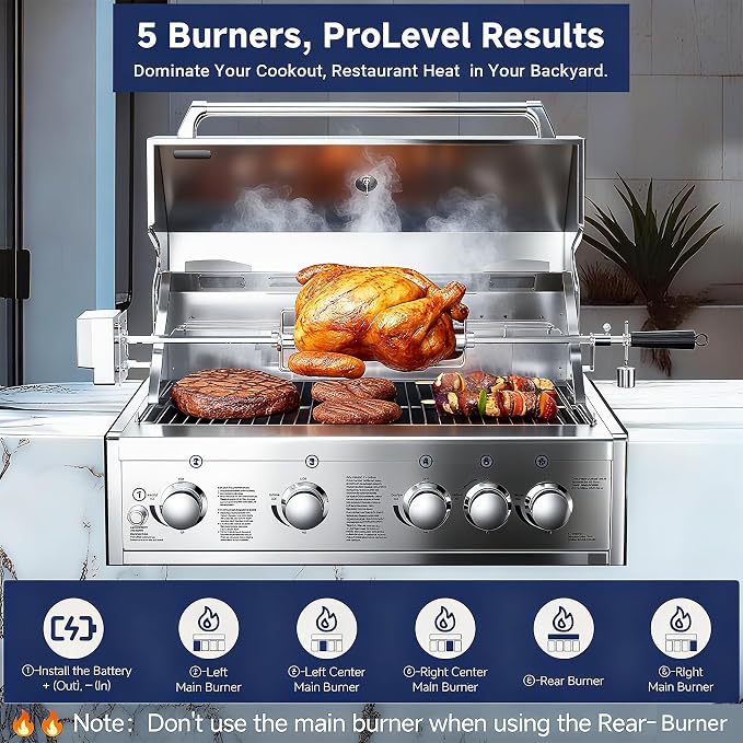 BODEGA 30 Inch 5-Burner Propane Gas Grill - Image 8