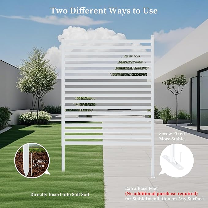 Outdoor Privacy Screen with Stand, Rustproof Metal Fence Panel, 35.43’’x - Image 5