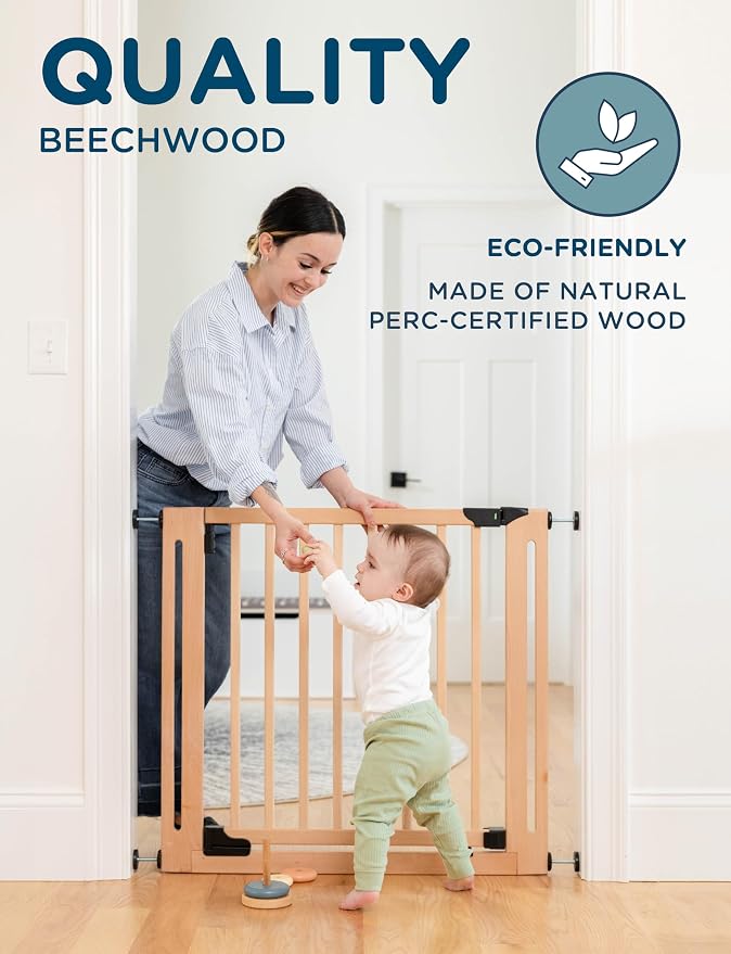 SizeWise™ Wood Pressure Mounted Safety Gate 34.25"-38.18" | Extra-Wide Passage - Image 8