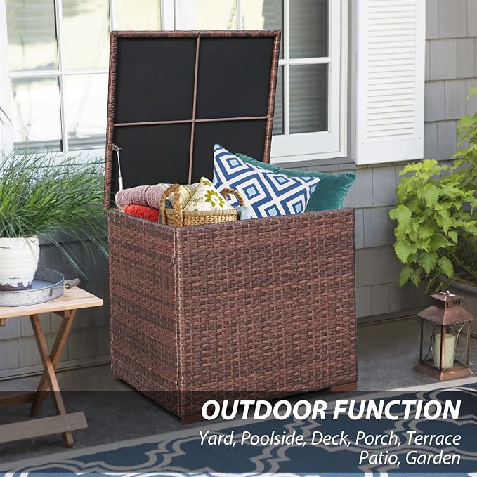 Super Patio Wicker Outdoor Patio Storage Box Waterproof, Rattan Storage Bin - Image 6