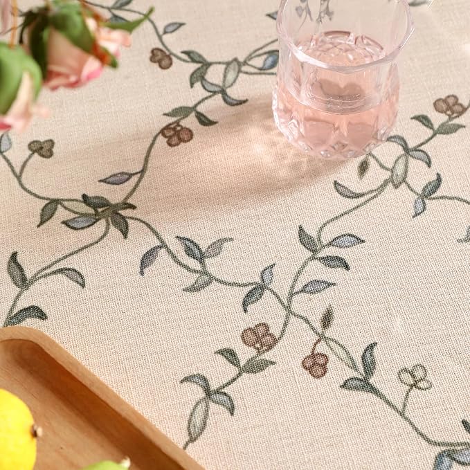 patdrea Designer Vintage Linen Round Table Cloth, Durable Breathable Floral - Image 5